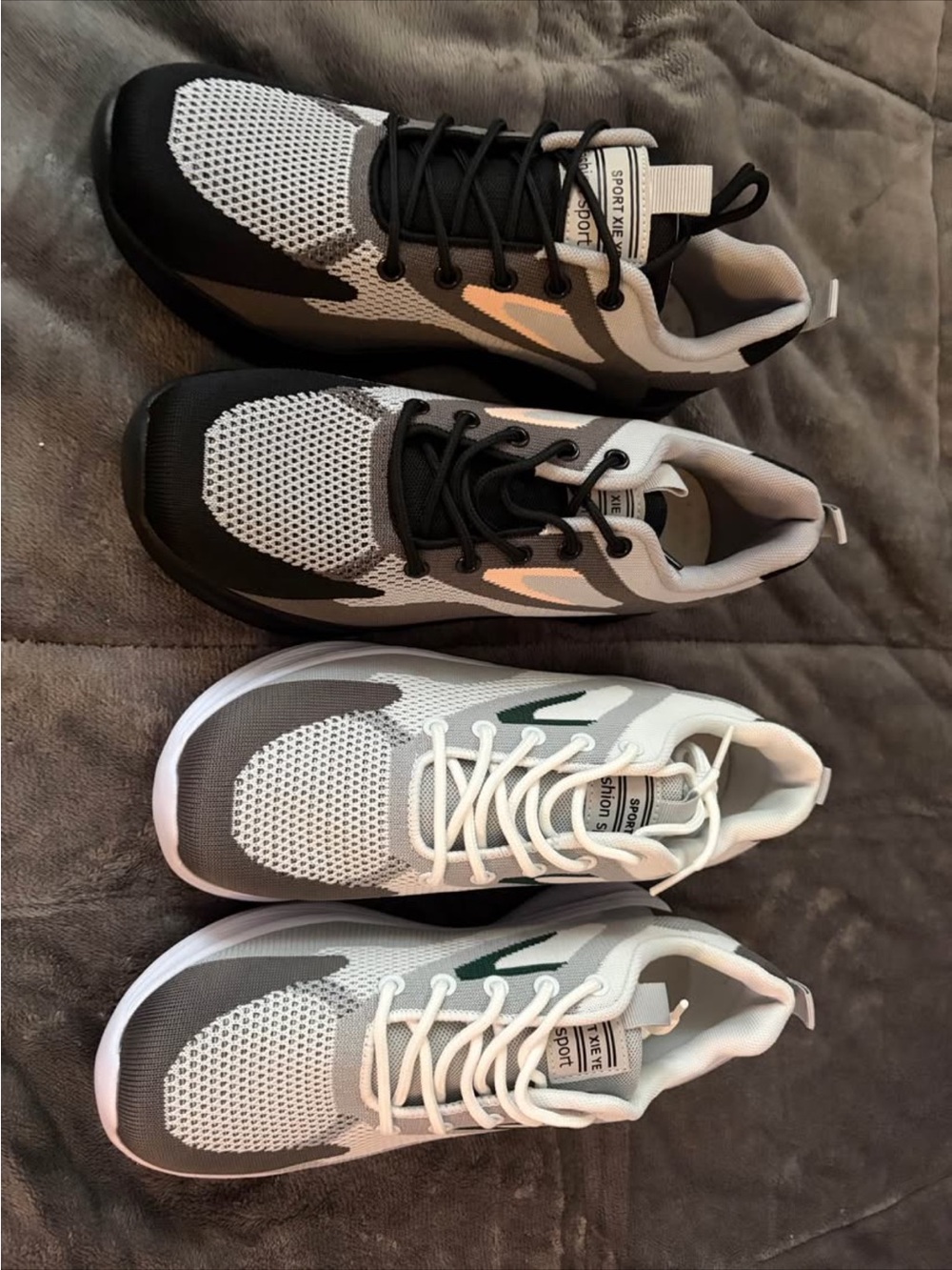 Women’s Athletic Mesh Running Sneakers - White/Gray and Black/Gray